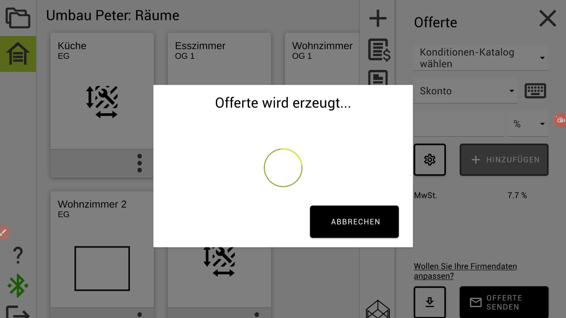 Die Offertendaten werden automatisch für Sie zusammengestellt