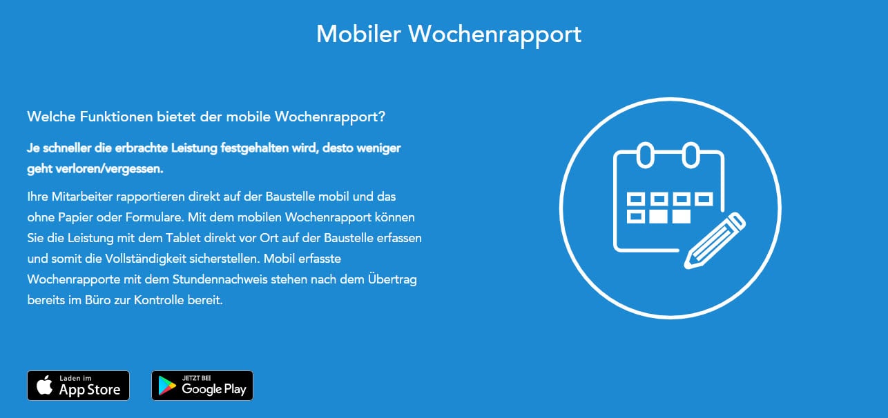 Wochenrapport von mySORBA für die digitale Rapportierung von Maler- und Gipserarbeiten