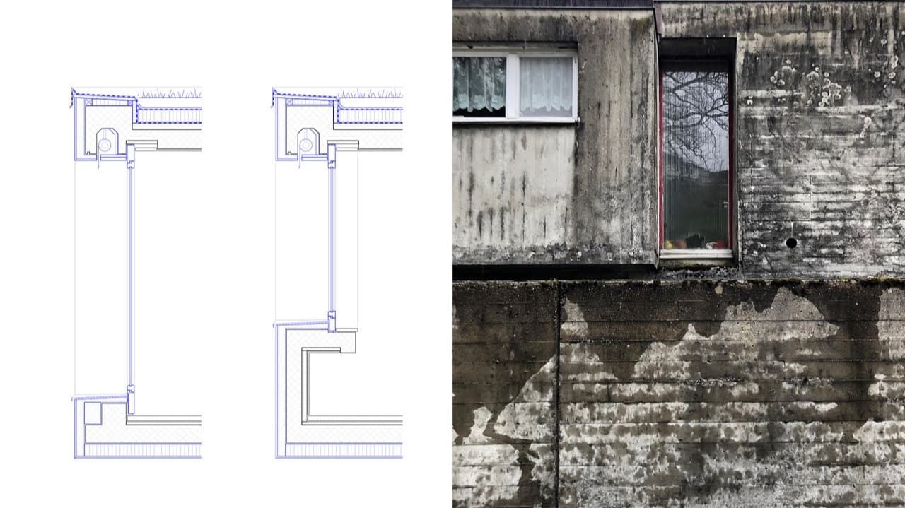 Ausführungsdetails mit Bestandes Foto Seite Nord